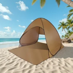 FURNIinspire Camping Tents Pop Up Beach Tent Sun Shade Shelter For Outdoor Beach Camping, Waterproof Tent Canopy, Brown, 64.96"*59.06"*43.3" -Home Decor GUEST 1c6ac6c3 35c7 4dc5 9f13 7b7b12ed8eea