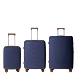 FURNIinspire Bag And Luggage Sets 3 Piece Textured Travel Luggage, Hard Suitcase Set With Wheels, Scratch-Resistant, Navy Blue, 21.46"*12.01"*30.51" -Home Decor GUEST 1c95849a 69b3 4e55 a473 09920ff31724