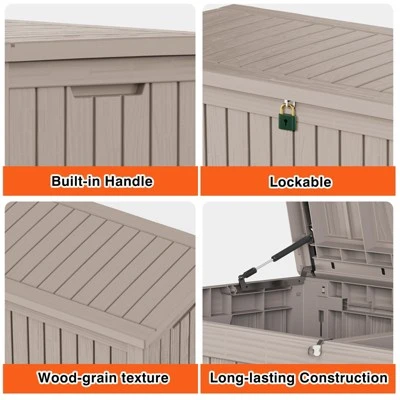 FURNIinspire Deck Boxes, Outdoor Patio Storage Box With Large Storage Capacity For Furniture Cushions Garden Tools, Brown, 54.3"*26.5"*28.7" 4 FURNIinspire Deck Boxes, Outdoor Patio Storage Box With Large Storage Capacity For Furniture Cushions Garden Tools, Brown, 54.3"*26.5"*28.7" - Image 4