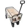 FURNIinspire Outdoor Serving Carts Minimeetall Extention Collapsible Foldable Wagon Cart For Camping Shopping 225lbs, Beige, 25.98"*17.32"*37.4"