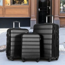 FURNIinspire Bag And Luggage Sets 3 Piece Luggage Set Spinner Suitcase With TSA Lock, Travel Options For Family Travel, Black, 20" 24' 28" -Home Decor GUEST 1d3ebd62 6402 4fd6 b0f0 2770a0961df1