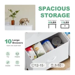 FURNIinspire Dressers 10 Drawer Fabric Tall Dresser Tower Closet Storage Chest Of Drawers For Bedroom Nursery, White, 11.8"*31.4"*45.6" -Home Decor GUEST 1db667fc 9eed 499e 993d 29041c215181