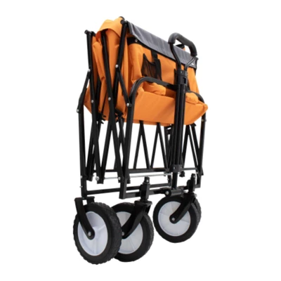 FURNIinspire Outdoor Serving Carts Collapsible Foldable Wagon Cart With Strapping System Beach Wagon Utility Cart, Orange, 35.04"*21.65"*38.98" 4 FURNIinspire Outdoor Serving Carts Collapsible Foldable Wagon Cart With Strapping System Beach Wagon Utility Cart, Orange, 35.04"*21.65"*38.98" - Image 4