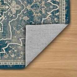 FURNIinspire Floor Mats Home 3 Piece Kitchen Rug Machine Washable Floor Mat For Living Room, Vintage Carpet, Non Slip, Blue, 60"*20" -Home Decor GUEST 1f6995cb 03e5 4a73 8b23 0fa1f2936d6e