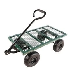 FURNIinspire Wheelbarrows And Lawn Carts Double Fence Utility  Cart Wagon Cart Garden Cart, Ideal For Outdoor Activities, Green, 41“*20"*39" -Home Decor GUEST 1f9f0ea8 2347 4f74 9598 baa1c154792a