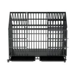 FURNIinspire Pet Crates And Houses 54 Inches Heavy Duty Dog Cage With Removable Roof And Wheels For Comfortable Pet Living, Black, 46"*29.5"*54" -Home Decor GUEST 1fdb186e 80ff 435f 82fc 513e0bb19068