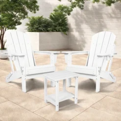 FURNIinspire Patio Seating Sets Folding Adirondack Chairs With Side Table, 3-Piece Rocking Chairs Set With Wood Texture, White, 30“*28”*35“ 8 FURNIinspire Patio Seating Sets Folding Adirondack Chairs With Side Table, 3-Piece Rocking Chairs Set With Wood Texture, White, 30“*28”*35“ -Home Decor GUEST 22600230 bfc2 4cc3 bcfd b4f747b747af