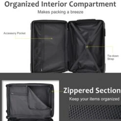 FURNIinspire Bag And Luggage Sets 3 Piece Suitcase Set, Expandable Hard Shell Carry On Luggage Sets, Travel Luggage Black, 12"*18.3"*29.9" -Home Decor GUEST 226b5497 7d77 4358 b75a 3c1329f63f82