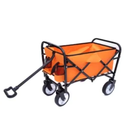 FURNIinspire Outdoor Serving Carts Multi-use Bag Collapsible Foldable Wagon Cart Beach Wagon For Camping Shopping, Orange, 25.98"*17.32"*37.4" -Home Decor GUEST 22a16b61 69a0 414c 9c5b a4abb7735201