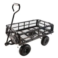 FURNIinspire Wheelbarrows And Lawn Carts Double Fence Utility  Cart Wagon Cart Garden Cart, Ideal For Outdoor Activities, Black, 41“*20"*39" -Home Decor GUEST 24296633 f009 467e b429 58296aa46ca5