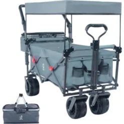 FURNIinspire Outdoor Serving Carts Collapsible Wagon Foldable With Removable Canopy Wheels For All-Terrain Brake For Camping, Gray, 35.4"*19.7"*44.5" 9 FURNIinspire Outdoor Serving Carts Collapsible Wagon Foldable With Removable Canopy Wheels For All-Terrain Brake For Camping, Gray, 35.4"*19.7"*44.5" -Home Decor GUEST 243e18a8 28cc 4db4 903a bf18c5af42f9