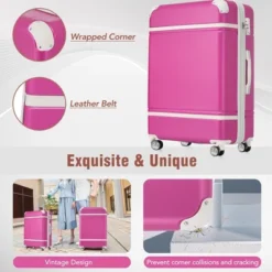 FURNIinspire Bag And Luggage Sets Luggage Sets 3 Pieces Luggage And Cosmetic Case Spinner Suitcase With TSA Lock Lightweight, Pink, 20" 24"" -Home Decor GUEST 2467789a a4d6 41a0 8b00 b0b662069228