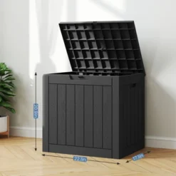 FURNIinspire Deck Boxes, Portable Storage Box With Waterproof Function For Patio Furniture, Garden Tools, All Weather Use, Black, 22"*17.1"*20.9" -Home Decor GUEST 24784cd2 2acc 4847 a396 b0192a29fbd8
