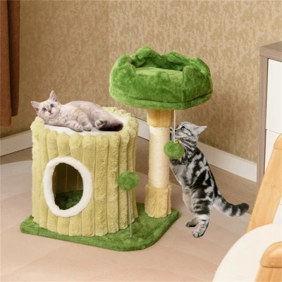 FURNIinspire Pet Tower Indoor Cat Tree Cat Tower Cozy Cat Apartment, Cat Condo With Sisal Grab Post, Shake Ball, Multicolored, 16.5"*12"*21.5" 5 FURNIinspire Pet Tower Indoor Cat Tree Cat Tower Cozy Cat Apartment, Cat Condo With Sisal Grab Post, Shake Ball, Multicolored, 16.5"*12"*21.5" - Image 5