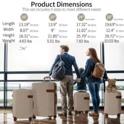 FURNIinspire Bag And Luggage Sets 4 Piece Luggage Set, Carry On Luggage Suitcase With 4 Packing Cubes, Travel Luggage, Beige, 16.69"*12.4"*29.72" -Home Decor GUEST 24d5a56e e75f 494f b739 028455c759fe