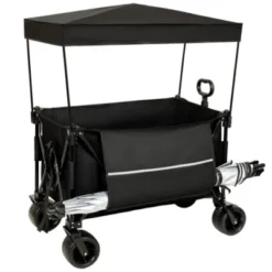 FURNIinspire Outdoor Serving Carts Heavy Duty 500lb Capacity Beach Wagon Foldable Utility Cart For Camping, Black, 37.4"*23.03"*42.52" -Home Decor GUEST 252e892f 9a65 44b3 9ea2 9d689889fd8a
