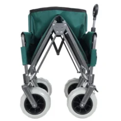 FURNIinspire Outdoor Serving Carts 3-in-1 Folding Wagon With Bench Seat 500lbs Capacity, Beach Tires For Camping Beach, Green, 40.94"*25.2"*44.29" -Home Decor GUEST 257cdffd e137 4cde bc83 d00939166951