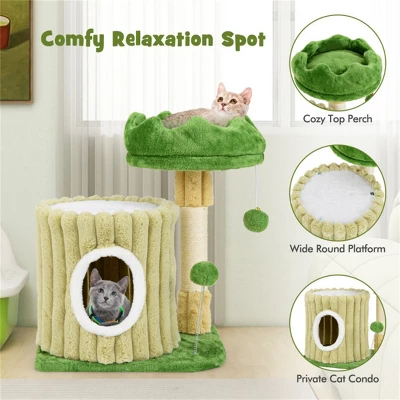 FURNIinspire Pet Tower Indoor Cat Tree Cat Tower Cozy Cat Apartment, Cat Condo With Sisal Grab Post, Shake Ball, Multicolored, 16.5"*12"*21.5" 3 FURNIinspire Pet Tower Indoor Cat Tree Cat Tower Cozy Cat Apartment, Cat Condo With Sisal Grab Post, Shake Ball, Multicolored, 16.5"*12"*21.5" - Image 3