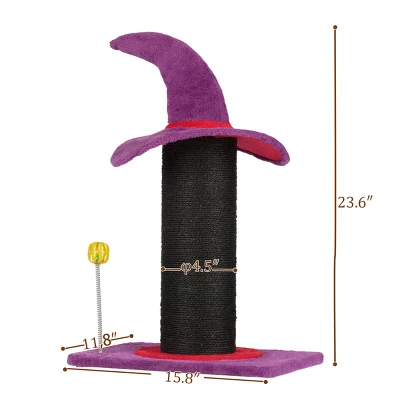 FURNIinspire Pet Tower Halloween Cat Tree Wizard Hat Cat Scratching Post, Cute Cat Toys Kitten Pet Furniture Indoor, Purple, 15.8"*11.8"*23.6" 2 FURNIinspire Pet Tower Halloween Cat Tree Wizard Hat Cat Scratching Post, Cute Cat Toys Kitten Pet Furniture Indoor, Purple, 15.8"*11.8"*23.6" - Image 2