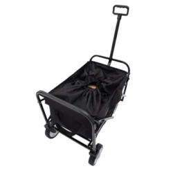 FURNIinspire Outdoor Serving Carts Minimeetall Extention ExCollapsible Foldable Wagon Cart Beach Wagon Heavy Duty Cart, Black, 25.98"*17.32"*37.4"
