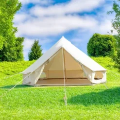 FURNIinspire Camping Tents Canvas Tent Bell Tent, Versatile Yurt Tent For Family Camping, Outdoor Hunting, Party, White, 132.68"*204.72"*107.09" -Home Decor GUEST 27e77165 12c1 42f3 9a30 78daf9fe88f1