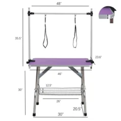 FURNIinspire Pet Grooming Tools Foldable Pet Grooming Table For Pet Large Dogs And Cats With Adjustable, Bathing Station, Purple, 48"*23.6"*65.5" -Home Decor GUEST 28134281 deee 475e ae2e 84f2e114bf80
