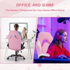 FURNIinspire Task And Office Chairs Pu Leather Office Chair Swivel Computer Gaming Chair With Lumbar Support, Pink And White, 25"*28"*46" 7 FURNIinspire Task And Office Chairs Pu Leather Office Chair Swivel Computer Gaming Chair With Lumbar Support, Pink And White, 25"*28"*46" -Home Decor GUEST 286c66dd 8e11 47c9 aa77 bf55a83b9528