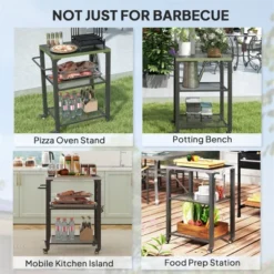 FURNIinspire Outdoor Grills, Griddles And Smokers Functional Outdoor Kitchen Station With Locking Wheels, Storage Shelves, Black, 37.4"*27.6"*19.7" 8 FURNIinspire Outdoor Grills, Griddles And Smokers Functional Outdoor Kitchen Station With Locking Wheels, Storage Shelves, Black, 37.4"*27.6"*19.7" -Home Decor GUEST 29261a87 9a1d 4b42 ad1b f48c93b361d6