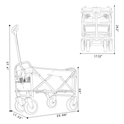 FURNIinspire Outdoor Serving Carts Fish 250L Collapsible Wagon Beach Wagon With Big Wheels For Camping, Sports, Blue, 25.98"*17.32"*37.4" 2 FURNIinspire Outdoor Serving Carts Fish 250L Collapsible Wagon Beach Wagon With Big Wheels For Camping, Sports, Blue, 25.98"*17.32"*37.4" - Image 2