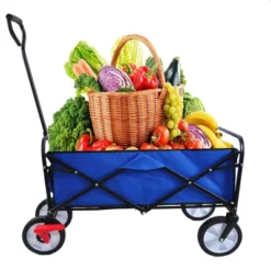FURNIinspire Wheelbarrows And Lawn Carts Folding Wagon Cart, Collapsible Garden, Beach And Shopping Utility Cart With Handle, Blue, 41“*21"*46" -Home Decor GUEST 297c00d0 da31 4806 9595 b11908e9d886