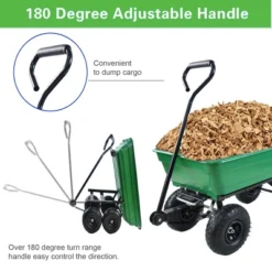 FURNIinspire Wheelbarrows And Lawn Carts Dump Carts With Steel Frame, Yard Utility Dump Wagon Lawn Cart For Soil, Firewood, Green, 43“*20"*39" 7 FURNIinspire Wheelbarrows And Lawn Carts Dump Carts With Steel Frame, Yard Utility Dump Wagon Lawn Cart For Soil, Firewood, Green, 43“*20"*39" -Home Decor GUEST 2ab851c6 9723 4351 9b59 ee5543c1aa27