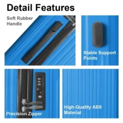 FURNIinspire Bag And Luggage Sets 3 Piece Rolling Luggage, Hard Shell Travel Suitcases Set With Wheels Telescopic Handle, Blue, 21.06"*11.42"*30.12" -Home Decor GUEST 2b1e569f 14bd 4018 b176 88d332143e3d