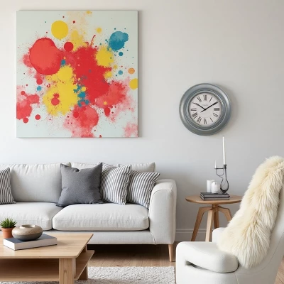 FURNIinspire Wall Clocks 30inch Modern Round Wall Clock Decorative Living Room Vintage Wall Decor For Bedroom, Metal Frame, Blue, 30"*30"*2" 4 FURNIinspire Wall Clocks 30inch Modern Round Wall Clock Decorative Living Room Vintage Wall Decor For Bedroom, Metal Frame, Blue, 30"*30"*2" - Image 4