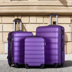 FURNIinspire Bag And Luggage Sets 3 Piece Luggage Set Spinner Suitcase With TSA Lock, Travel Options For Family Travel, Purple, 20" 24' 28" -Home Decor GUEST 2c15d377 f152 43af 9410 c3edc918a1fc