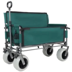 FURNIinspire Outdoor Serving Carts 3-in-1 Folding Wagon With Bench Seat 500lbs Capacity, Beach Tires For Camping Beach, Green, 40.94"*25.2"*44.29" -Home Decor GUEST 2c5f1c73 7f4e 4fe4 8c93 d55fa39998b9