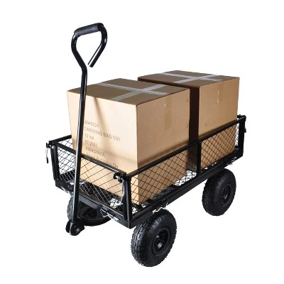 FURNIinspire Wheelbarrows And Lawn Carts Outdoor Steel Frame Wagon Cart Garden Cart, Ideal For Firewood And Yard Debris, Black, 40“*19"*40" 1 FURNIinspire Wheelbarrows And Lawn Carts Outdoor Steel Frame Wagon Cart Garden Cart, Ideal For Firewood And Yard Debris, Black, 40“*19"*40"