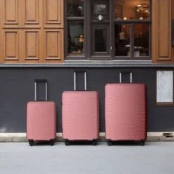 FURNIinspire Bag And Luggage Sets 3 Piece Rolling Suitcase Set, Hard Suitcases With Wheels, Lightweight Travel Luggage, Pink, 21.46"*12.01"*30.51" -Home Decor GUEST 2d81947c 2240 426e 80c8 524db56f570e