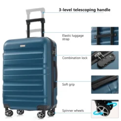 FURNIinspire Bag And Luggage Sets 6 Piece Luggage Set, Lightweight Carry On Luggage Suitcases With Wheels For Travel Business, Blue, 11.8"*19.7"*30.3" -Home Decor GUEST 2ee3532c a628 470b be06 372263e75712