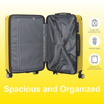 FURNIinspire Bag And Luggage Sets 3 Size Luggage Suitcases With Wheels, Hard Rolling Suitcase Set For Travel Business, Yellow, 20.87"*11.81"*30.31" 1 FURNIinspire Bag And Luggage Sets 3 Size Luggage Suitcases With Wheels, Hard Rolling Suitcase Set For Travel Business, Yellow, 20.87"*11.81"*30.31"
