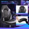 FURNIinspire Task And Office Chairs PU Leather Office Chair Swivel Computer Gaming Chair With Lumbar Support, Black And Gray, 25"*28"*46"