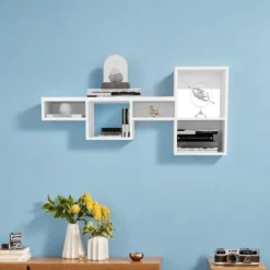 FURNIinspire Utility Storage Shelves 47" Wall Shelf, Cube Shelf Modular Shelf, Living Room Storage Shelf, Shelving Unit, White, 47.2"*9.9"*22" -Home Decor GUEST 34114e09 10d1 49ff b1b4 c04b8f8ba4bf