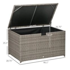 FURNIinspire Utility Storage Cabinet 113 Gallon Deck Box Rattan Outdoor Storage Box Waterproof Storage Container For Indoor, Grey, 47.2"*6.70"*30.7"