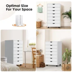 FURNIinspire Decorative Storage Bins Storage Cabinet Dressers Mobile Organizer Drawers With Wheels For Office, Home, White, 18.74"*15.75"*32.25" -Home Decor GUEST 36fa3c93 8797 4202 8f7a 9140b1072490