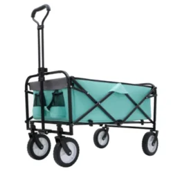 FURNIinspire Outdoor Serving Carts 360lbs Collapsible Foldable Wagon Cart With Strapping System For Camping Shopping, Blue, 35.04"*21.65"*38.98" -Home Decor GUEST 3762d8dd 454e 49fa a6ea 2cb903292817