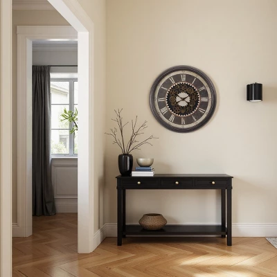 FURNIinspire Wall Clocks 24inch Living Room Wall Clock Decorative Hanging Clock Timepiece Vintage Wall Decor For Bedroom, Brown, 22.75"*22.75"*3" 1 FURNIinspire Wall Clocks 24inch Living Room Wall Clock Decorative Hanging Clock Timepiece Vintage Wall Decor For Bedroom, Brown, 22.75"*22.75"*3"