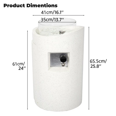 FURNIinspire Outdoor Fireplaces Backyard Cylindrical Terrazzo Gas Stove Patio Fire Pit Camping Accessories Outdoor Heater, White, 16.1"*16.1"*25.8" 2 FURNIinspire Outdoor Fireplaces Backyard Cylindrical Terrazzo Gas Stove Patio Fire Pit Camping Accessories Outdoor Heater, White, 16.1"*16.1"*25.8" - Image 2