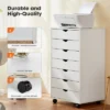 FURNIinspire Decorative Storage Bins Storage Cabinet Dressers Mobile Organizer Drawers With Wheels For Office, Home, White, 18.74"*15.75"*32.25"