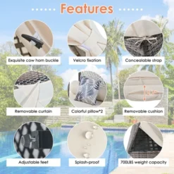 FURNIinspire Patio Chaise Lounges Patio Daybed With Cushions And Tent, Wicker Sunbed For Backyard, Garden, Brown And Beige, 72.4“*90.5"*102.4" 8 FURNIinspire Patio Chaise Lounges Patio Daybed With Cushions And Tent, Wicker Sunbed For Backyard, Garden, Brown And Beige, 72.4“*90.5"*102.4" -Home Decor GUEST 3b1e6115 9831 4d5a 8f3b a43f25046341