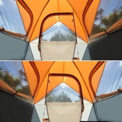 FURNIinspire Camping Tents Family Camping Tent, Outdoor Double Layers Waterproof Tent With Rainproof Top And Mesh Windows, Orange, 78.7"*78.7"*53.1" -Home Decor GUEST 3b7f3e1e 33c9 4795 a121 995db1a718e9