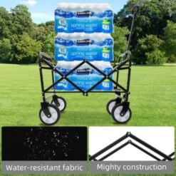 FURNIinspire Outdoor Serving Carts Foldable Wagon Cart Beach Wagon Utility Wagon Grocery Cart 3pcs Plastic Liner Cover, Black, 25.98"*17.32"*37.4" -Home Decor GUEST 3bfb675b bb74 4647 a88e 450553b23977